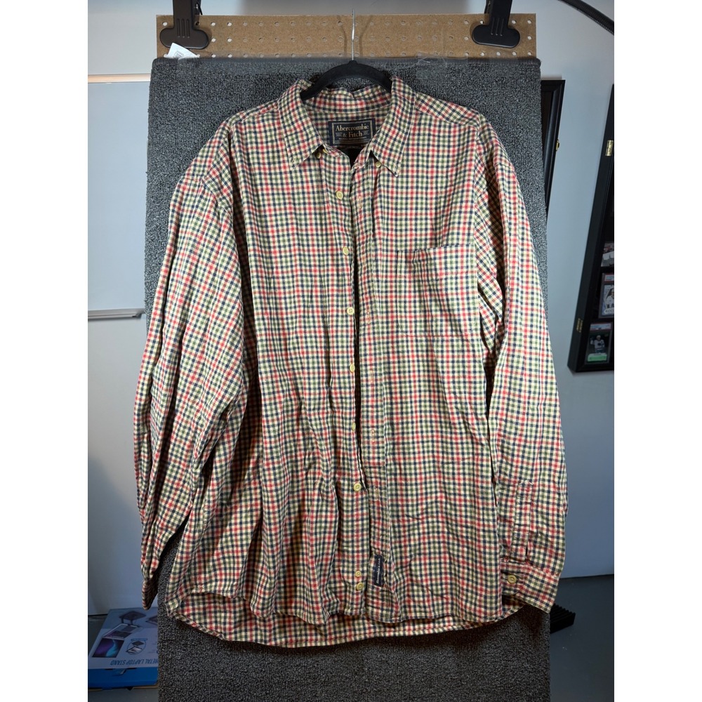 Abercrombie & Fitch Button Down Shirt Mens XL Multi Color Plaid Long Sleeve 465